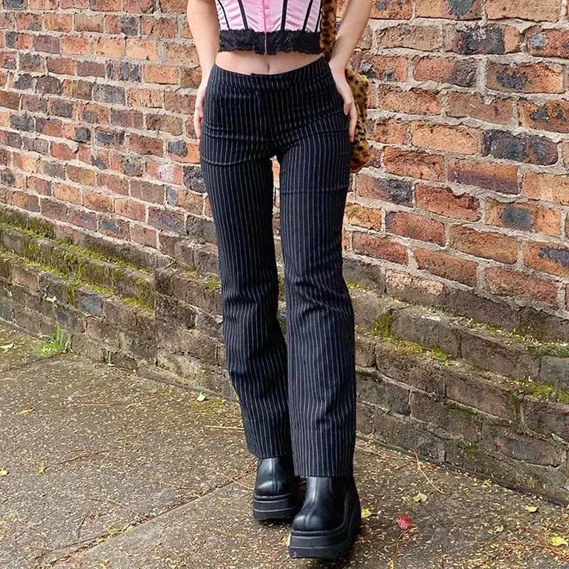 

Women Suit Pants, Spring and Autumn Ladies Casual Style Zipper Striped Trousers