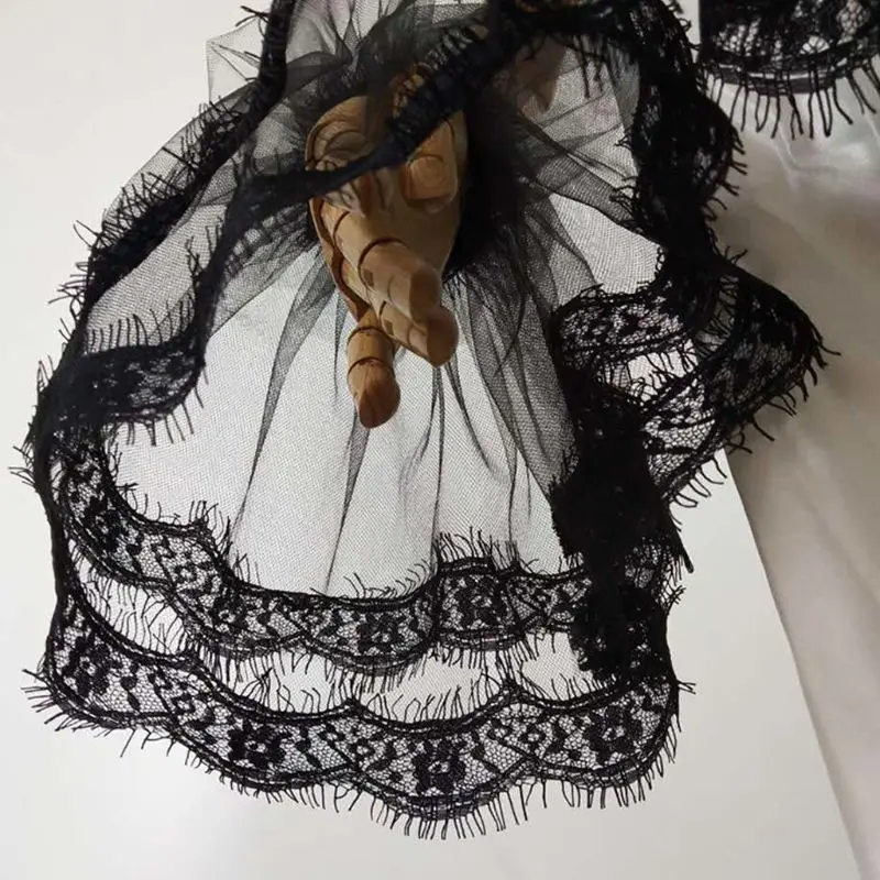 

Wrist Length Lace Appliques Black Bridal Wedding Gloves Elegant