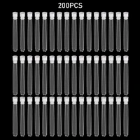 200pcspack 12x100mm transparent laboratory clear plastic test tubes vials with push caps school lab supplies