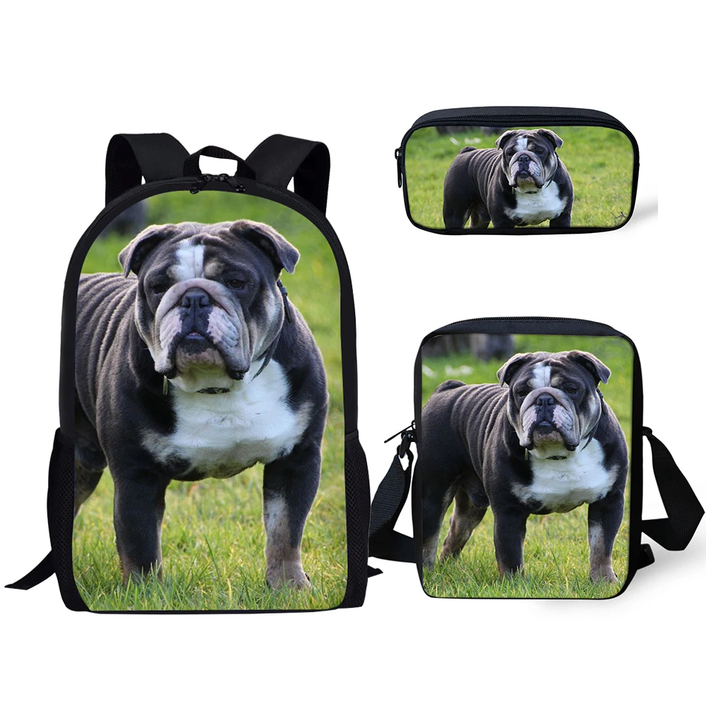 HaoYun Fashion Primary Backpack Funny Bulldogs Pattern School Bags Cute Animal Design 3PC/Set Students Back to School Bags