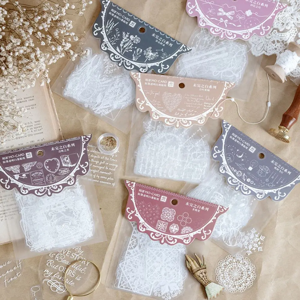 Для выведения токсинов 40 шт Незаконченные серии белый прозрачный Стикеры s