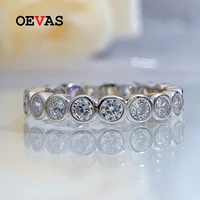 oevas 100 925 sterling silver full round high carbon diamond rings for women sparkling wedding party fine jewelry wholesale