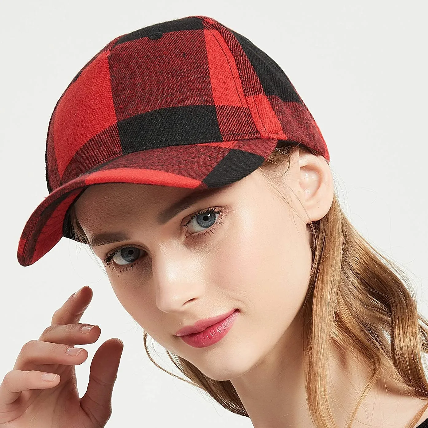 

Plaid Print Baseball Cap Soft Blend Checked Print Outdoor Hat Cap Snapback Baseball Cap