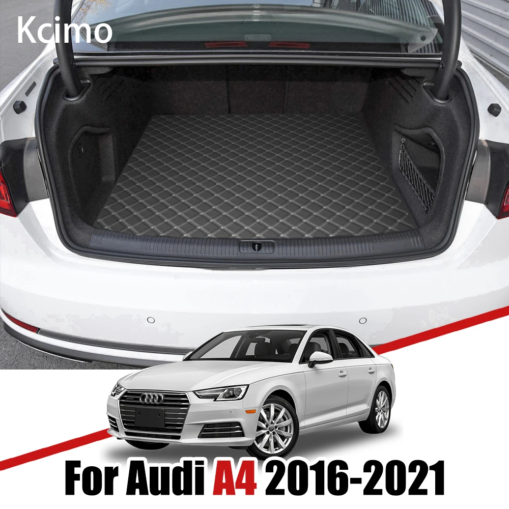 

for Audi A4 B9 2016-2021 4-door Sedan Saloon Leather Car Trunk Mat Cargo Liner Boot Pad Auto Floor Mat 2017 2018 2019 2020