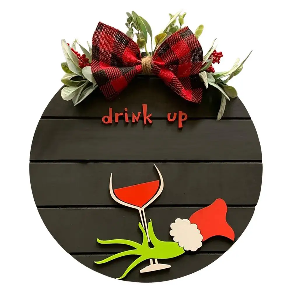 

Merry Christmas Door Hanger Drink Up Christmas Sign Christmas Front Door Decor Christmas Vacation Theme Door Hanger For Front Do