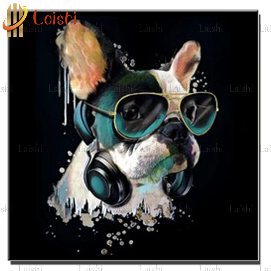 5D круглая квадратная Алмазная вышивка абстрактная Мода бульдог полный набор