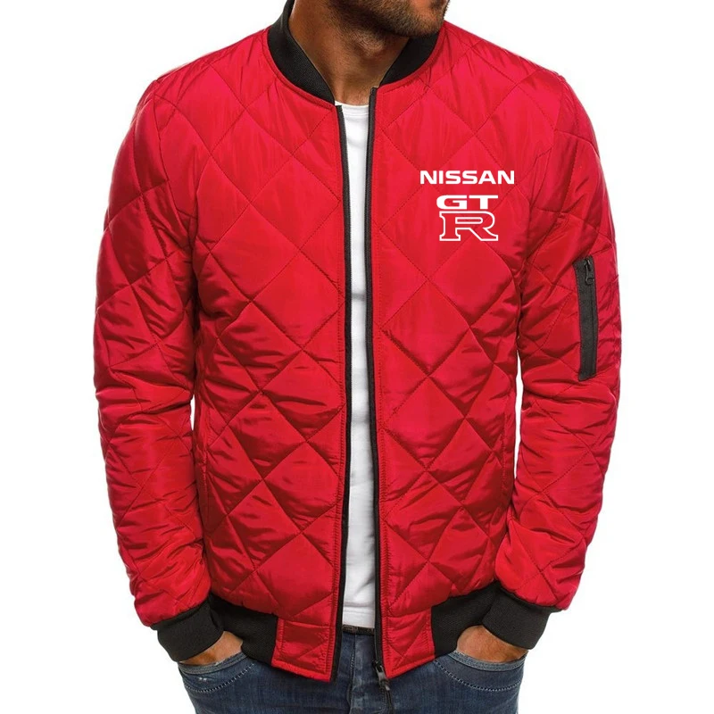 

Casual Men's cotton clothes GTR Car Logo Print Thicken Winter casual trend diamond Solid color Casual Men's pullover jacket