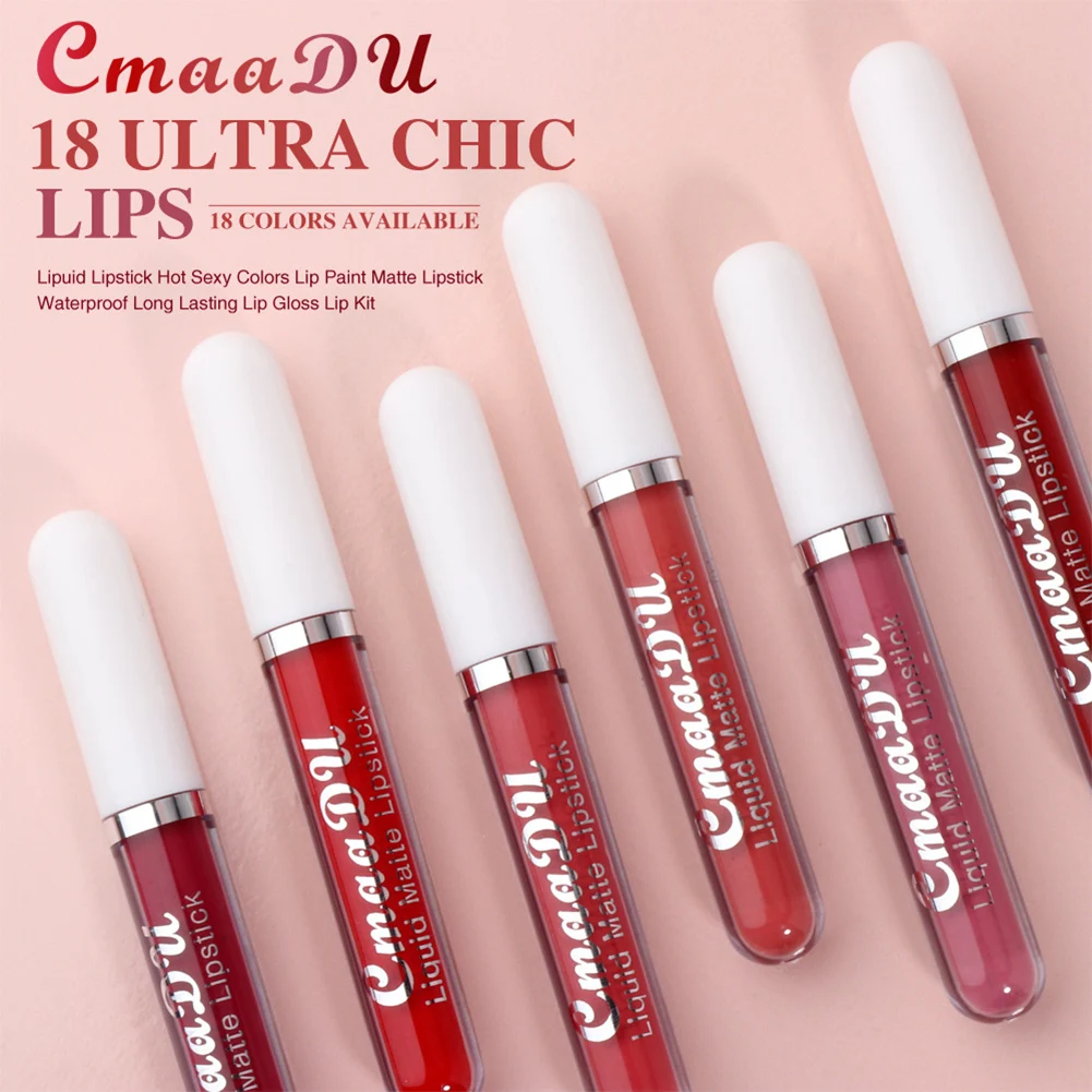 

18 Colors Matte Velvet Lip Gloss Nude Liquid Lipsticks Waterproof Long Lasting Nonstick Cup Lipgloss Makeup Sexy Lip Tint Glaze