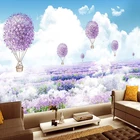 Самоклеящиеся 3D-обои на заказ, настенная фреска с изображением лаванды, воздушного шара, облаков, гостиной, ТВ, спальни, водонепроницаемые 3D наклейки