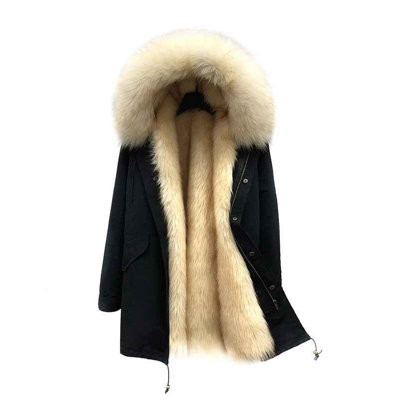 NEW Luxury Clothes Women Fur Parkas Large Size Winter Faction Overcomes Imitation Raccoon Fur Coat Super Warm Removable 402