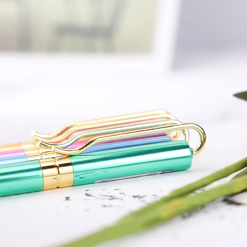 1 шт. Золотой зажим металлическая авторучка Экстра тонкая с капюшоном Перо 0 38 мм