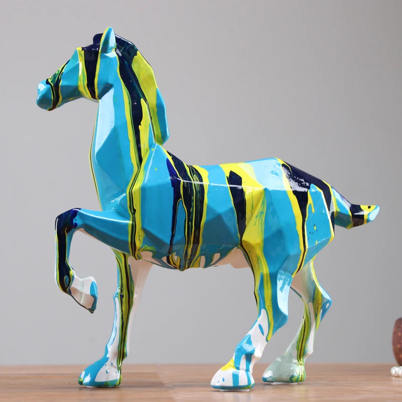 

Modern Abstract Horse Sculpture Geometric Resin Statue Wildlife Decor Gift Craft Ornament Accessories Furnishing X4036