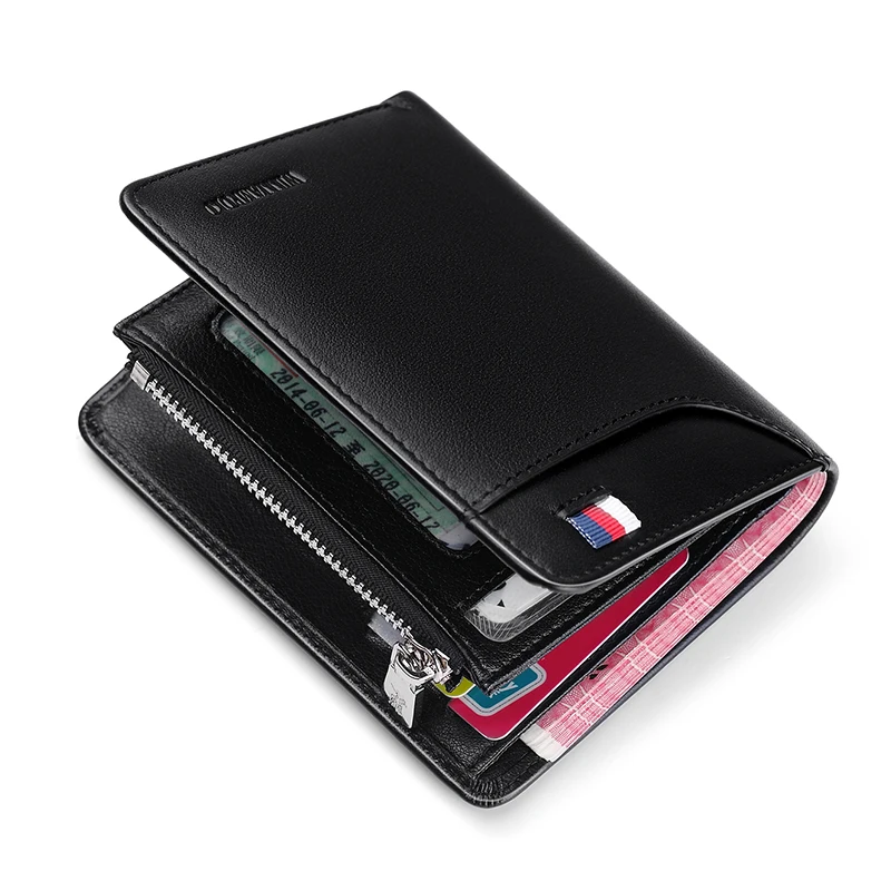 Кожаный кошелек для мужчин, простой модный бумажник черного, коричневого, синего цвета с двойной молнией, с отделениями для карт и удостовер... от AliExpress RU&CIS NEW
