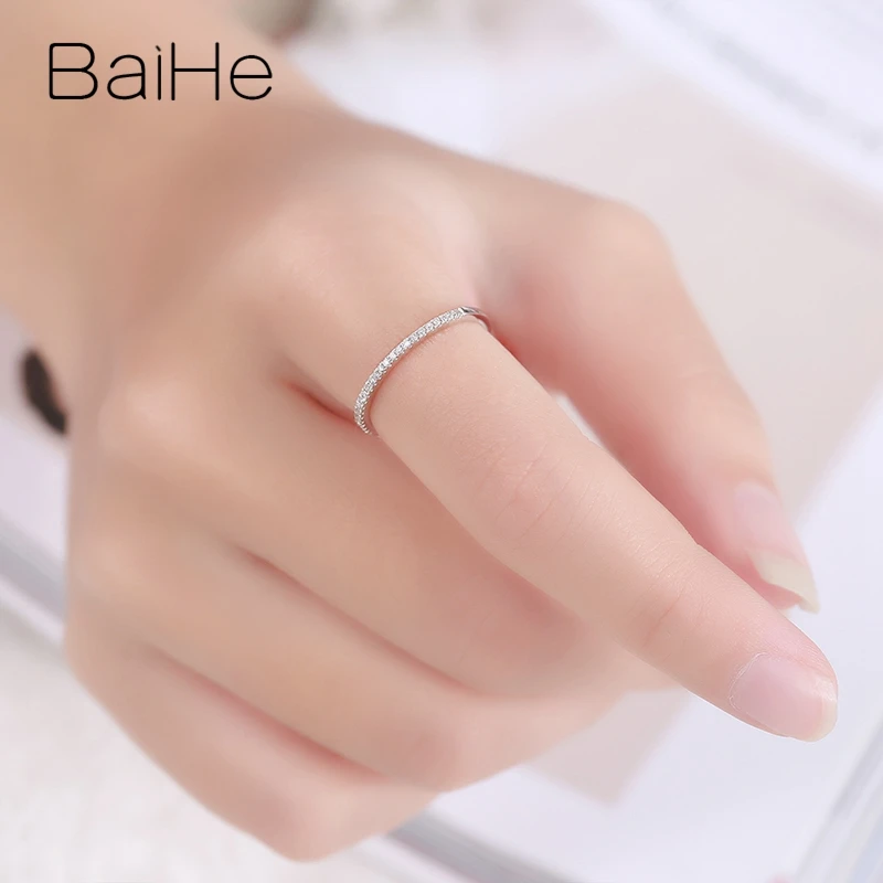 BAIHE однотонное 10k белое золото 0.1CT круглые натуральные бриллианты ювелирные