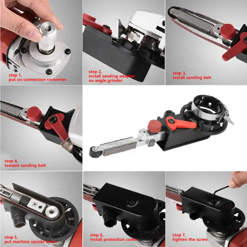 

Hand Tool Sets Belt Sander Sanding Adapter for 14mm Electric Angle Grinder Converter Set Wood Trimmer