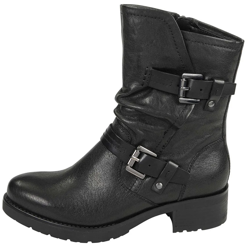 Зимние женские кожаные ботинки женская повседневная обувь ремешок с пряжкой