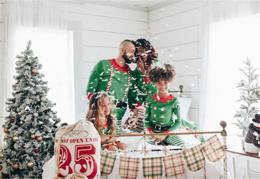 LILIGIRL Christmas Family Matching Pajamas Sets Adult Women Kids Xmas Stripe Print Nightwear Sleepwear Clothes Outfit