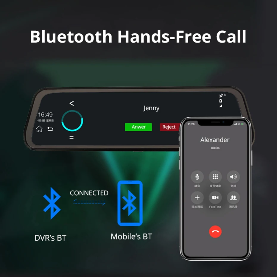 bluavido 10 inch 4g android 8 1 car mirror video recorder gps navigation adas rear view camera ahd 1080p dual lens dash cam dvrs free global shipping