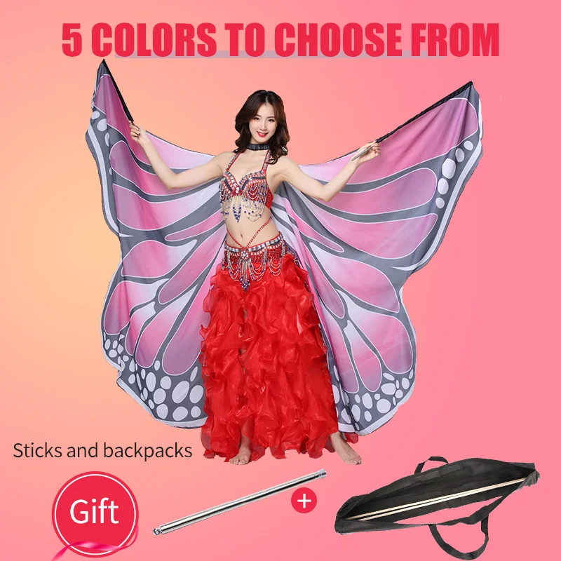 Женский костюм для танца живота с крыльями бабочки шифоновый аксессуар принтом