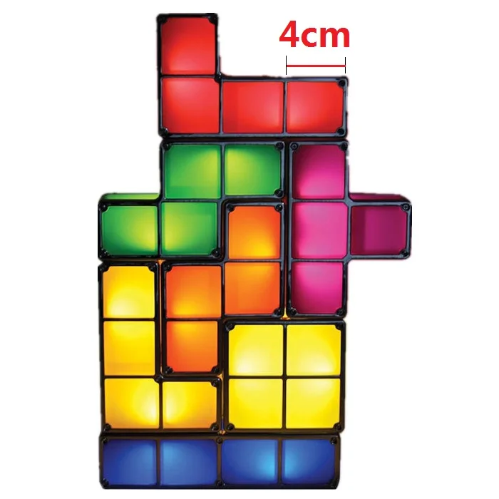 DIY Tetris светильник головоломка Штабелируемый светодиодный блок светодиодная