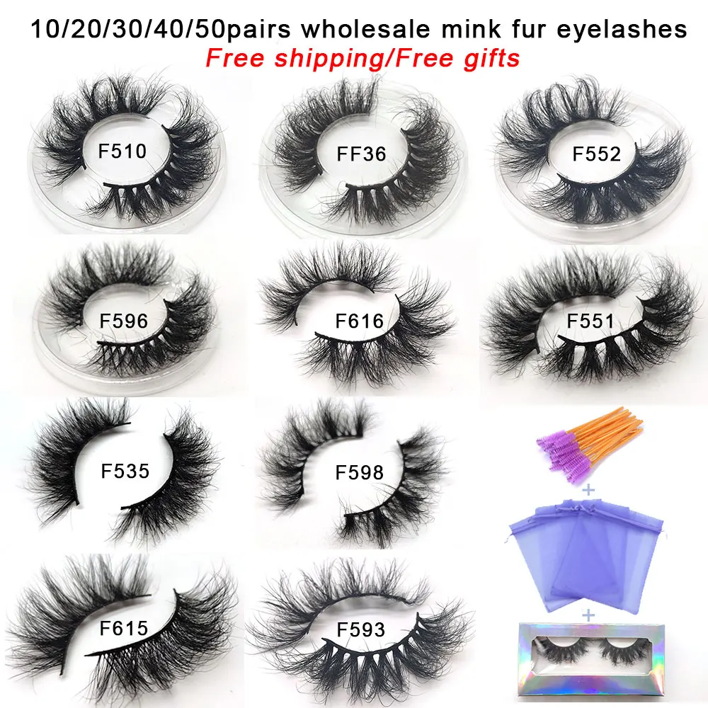 Wholesale 25mm Lashes 100% Mink Eyelashes Fluffy Eyelash with Box 10-50 Pairs Long Natural Eyelashes Makeup 3d Mink Lashes