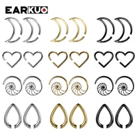 earkuo hot product moon heart conch egg shape stainless steel ear weight piercing body jewelry earring expanders gagues 2pcs