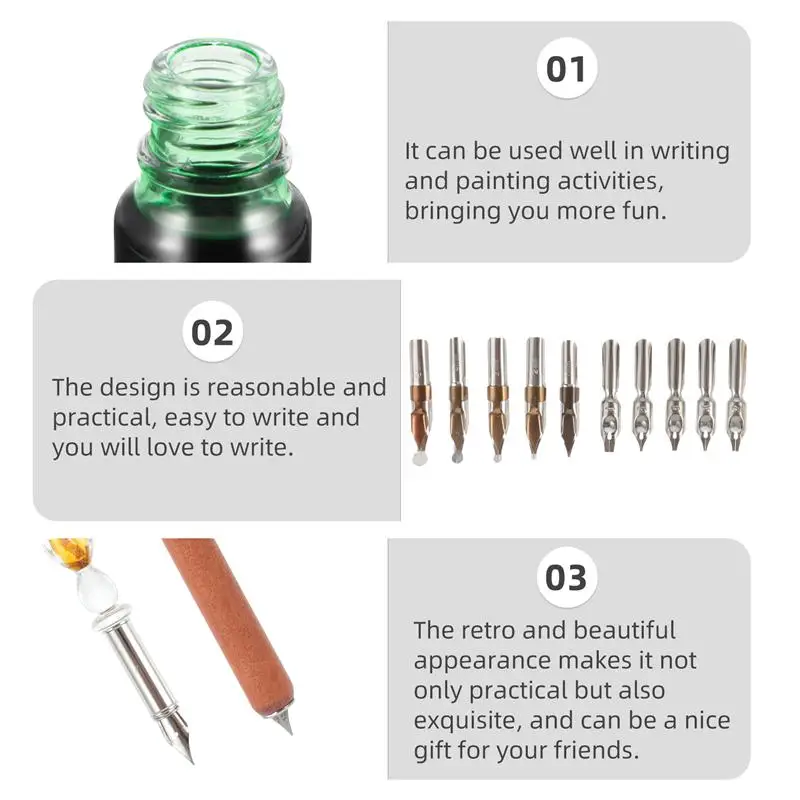 

1 Set Vintage Series Dip Pen and Ink Set Vintage Signature Pen with Pen Nibs
