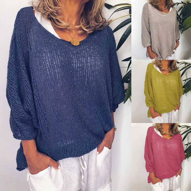 Большие размеры льняная Свободная блузка женская Мода Новые Топы Boho с длинным рукавом и круглым вырезом Женская рубашка размера плюс 4XL 5XL#67