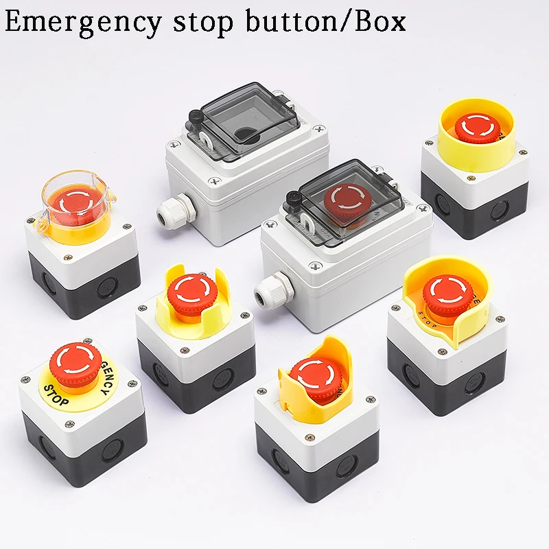 

Emergency stop button box switch box elevator button emergency stop waterproof button la38 mushroom head button control box