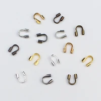 100pcslot 4 5x4mm wire guard guardian protectors loops u shape clasps connector copper tube crimp end beads for jewelry making