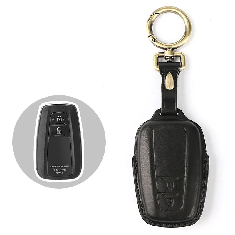 

Car Styling Leather Key Case Cover Shell for Toyota Prius Camry Corolla CHR CHR RAV4 Prado 2017 2018 2019 Accessories