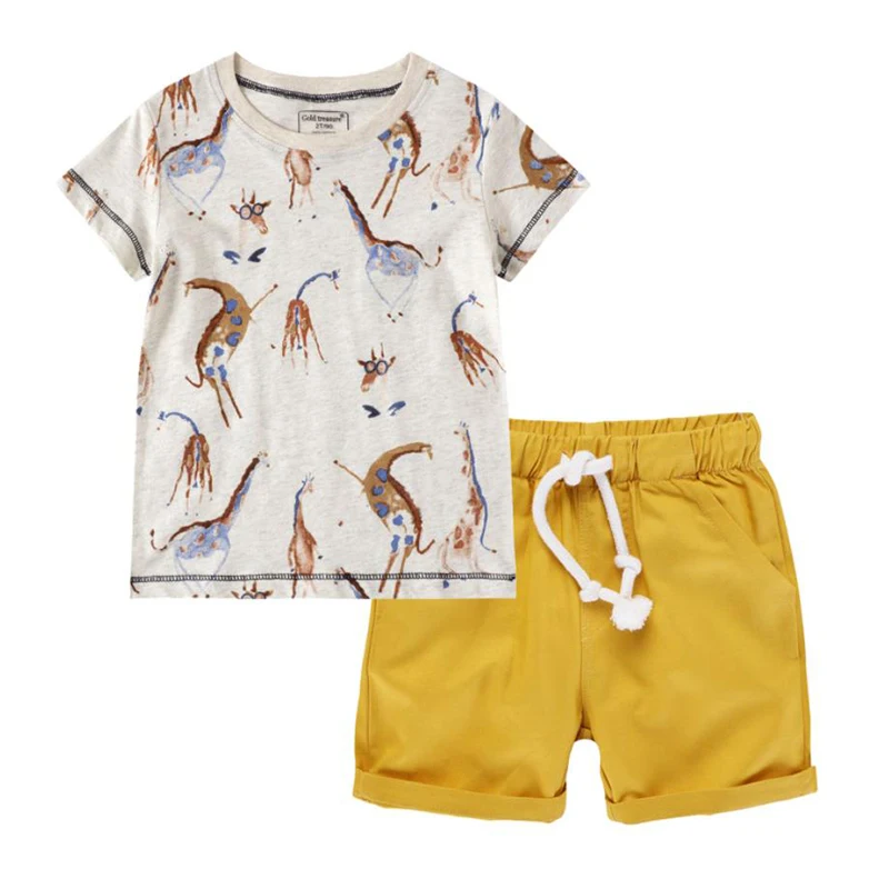 Conjunto de ropa de dinosaurios para beb&eacute;s, 2021 algod&oacute;n, verano, 2 uds.-4