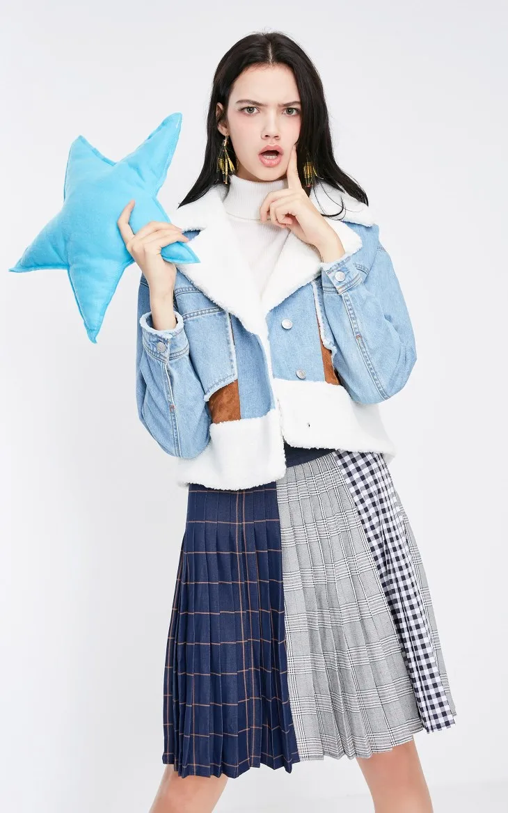 Vero Moda Новые поступления уличный стиль плед Сращивание трапециевидной формы плиссированная юбка | 318337518