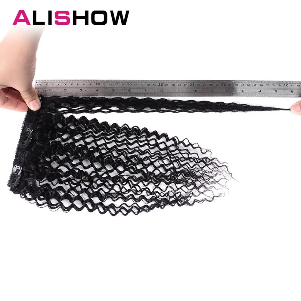 Alishow индийские афро кудрявый кудрявые плетения Волосы remy Клип В Пряди человеческих волос для наращивания натуральных Цвет волосы для наращивания на всю голову 10 шт./компл. 120G