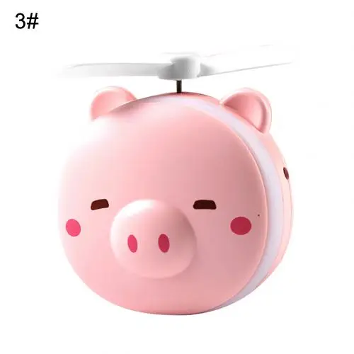 3 Mini Portable Cartoon Pig USB Rechargeable LED Fill Light Makeup Mirror Fan Portable Handheld Mini Fan - Цвет: 3