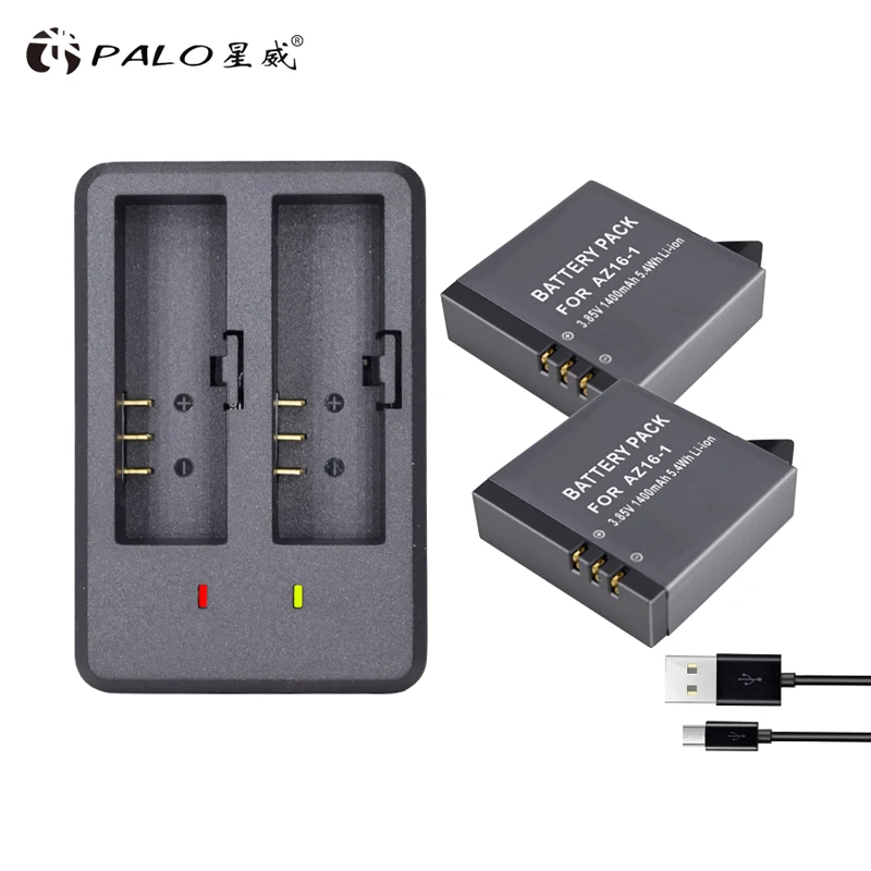 2x AZ16-1 батареи xiao mi Yi 2 4K Yi Lite accu+ светодиодный USB двойное зарядное устройство для XiaoYi 2 4K Аксессуары для экшн-камеры Xiao mi Yi II