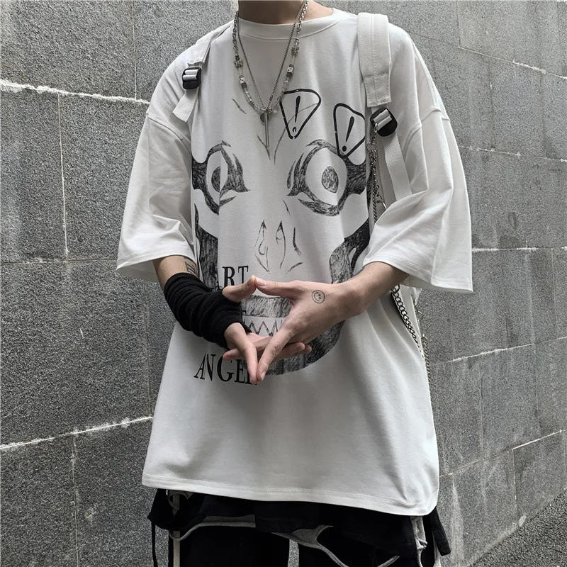 

FMZXG Summer Casual Fashion T-shirt Printed Short-sleeved Half-sleeved Black Lovers' top For Men