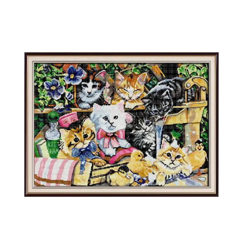 Набор для вышивки крестиком Cat familycross aida 14ct 11ct Печать холст строчки сшитые
