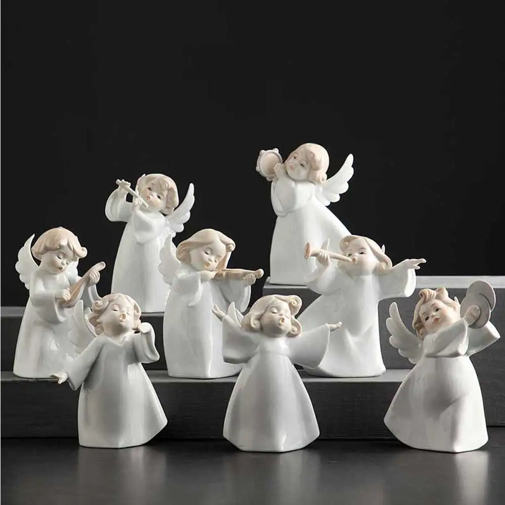 Изысканное изготовленное вручную фарфоровый ангел фигурки с изящным кукольным