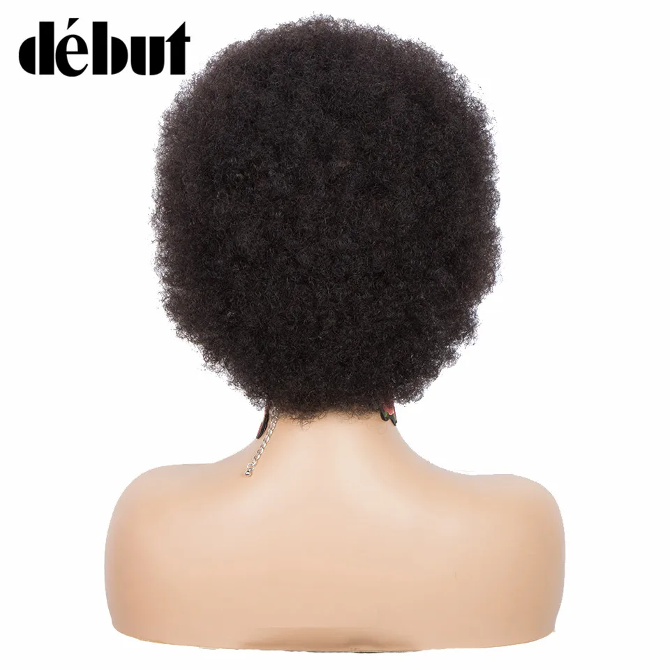 Дебюта короткие парики из человеческих волос перуанские Волосы Remy афро