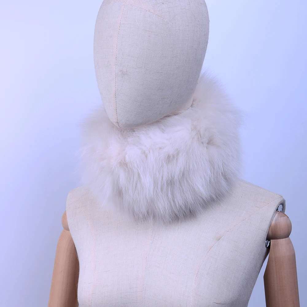 beige fox fur YCFUR, женский шарф, зимний эластичный вязаный шарф из натурального меха лисы, шарфы для женщин, шарф для шеи, женские резинки для волос, резинки для девочек - Цвет: beige fox fur