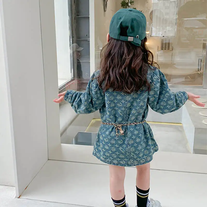 Осенняя джинсовая куртка для девочек модные длинные пальто детская одежда