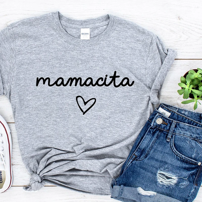 Женская футболка Ulzzang в стиле Харадзюку Прямая поставка с надписью Love Heart Mamacita