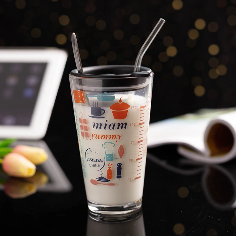 460 мл портативная кофейная чашка креативная стеклянная для чая с крышкой и