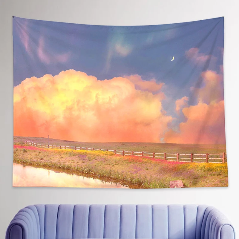 

Landscape Clouds Tapestry Nordic Simple Bedroom Tapestry Art Aesthetic Wall Design Tapiz De Pared Household Products DI50GT