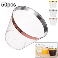 50pcslot 9oz party drink cup fashion wine glass cup disposable edging decor cocktail juice cups for wedding party drinkware