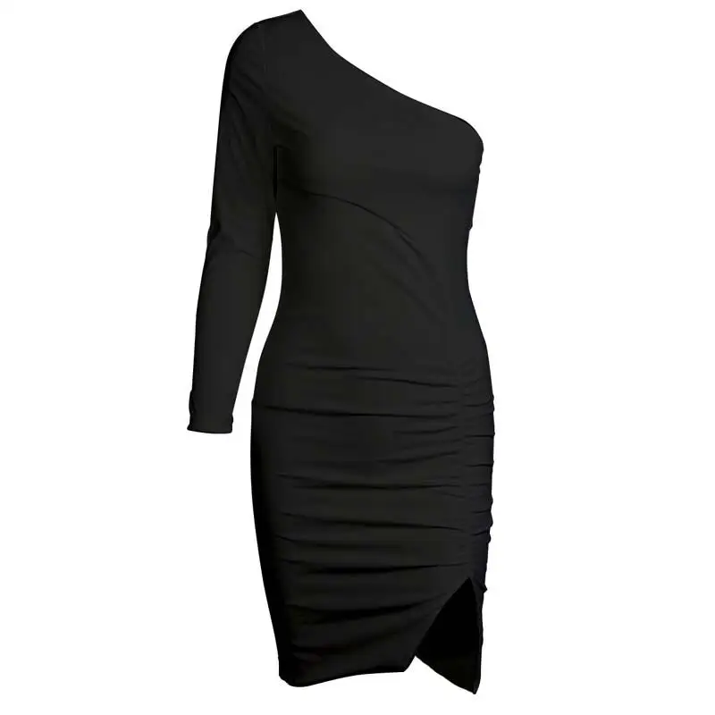 

2020 Mini Short Party Dress Women Sexy One Shoulder Dress Ladies Tight Slim Bodycon Dresses For Women Night club Dress Female