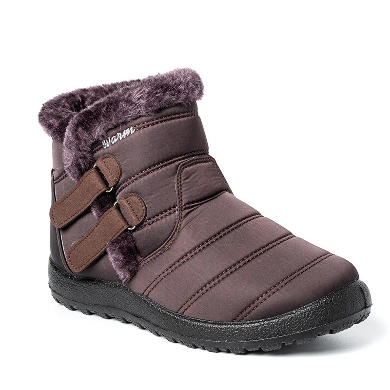 

New Autumn and Winter Women's Cotton Boots Solid Color Velcro Soft Bottom Snow Boots Outdoor Comfortable Waterproof Warm Boots