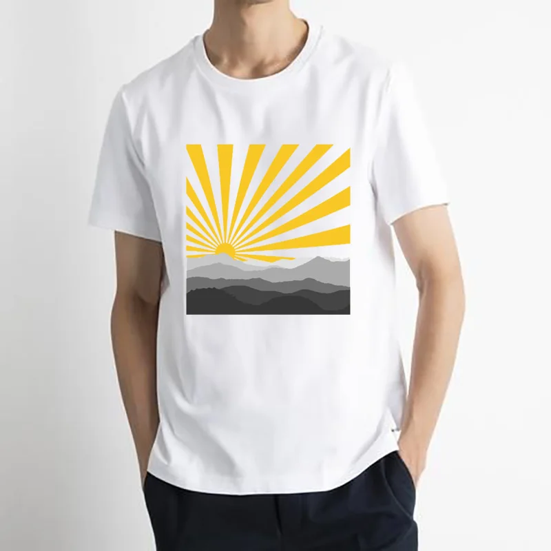 Футболка мужская с круглым вырезом короткий рукав графика панк солнечная Гора