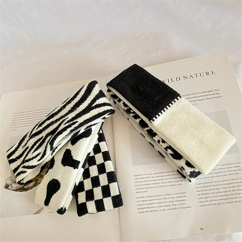 Зимняя теплая одежда в полоску повязка на голову женская вязаная чалма с